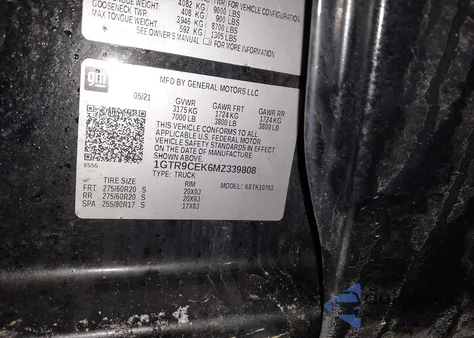 2021 GMC Sierra 1500 4Wd Standard Box Elevation z USA, uszkodzony, nr VIN 1GTR9CEK6MZ339808